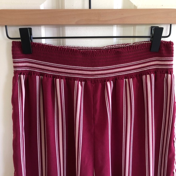 Forever21 wide legged pants maroon striped M - Picture 4 of 11